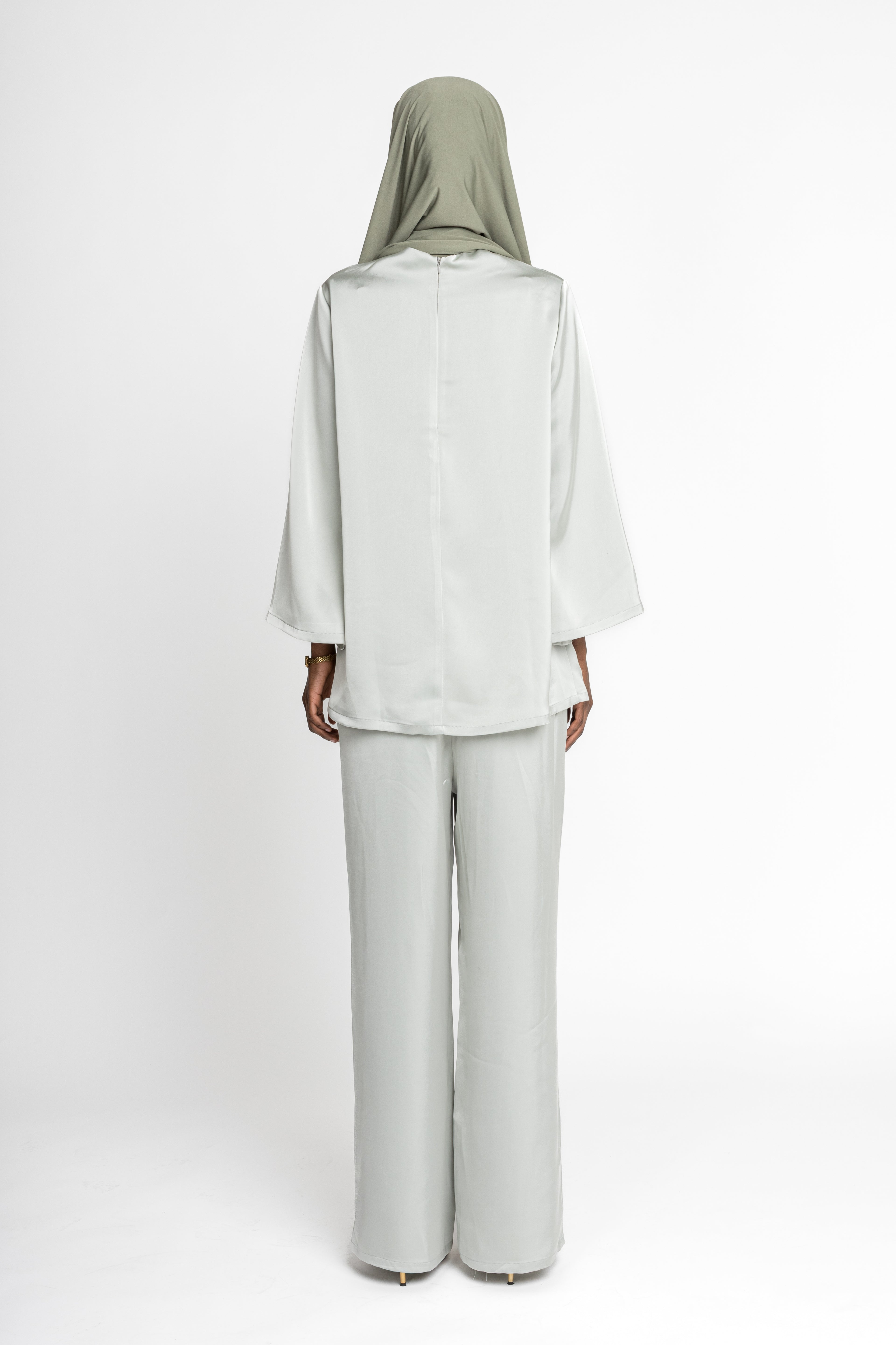 silk blouse lake green