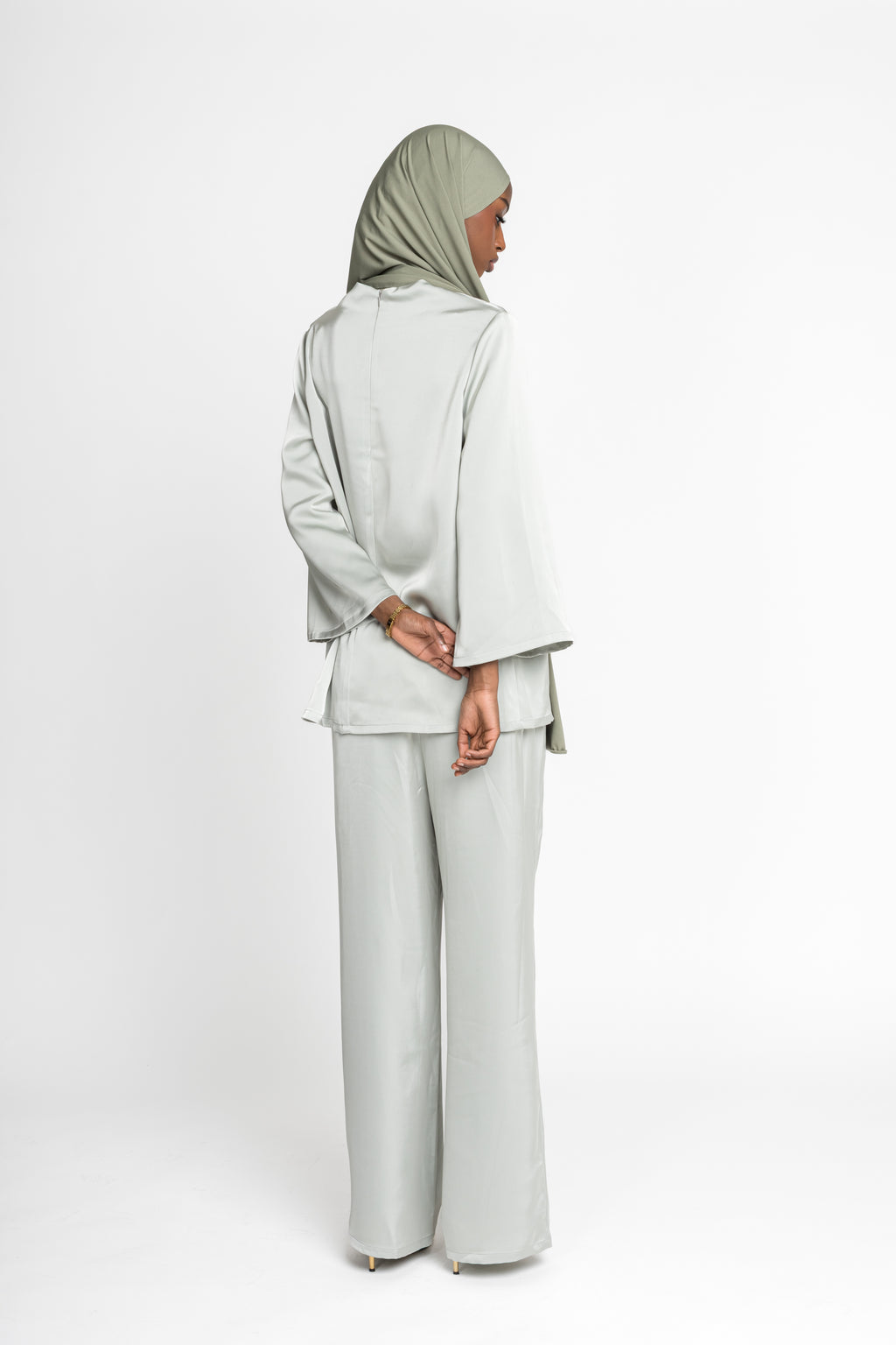 silk pants lake green