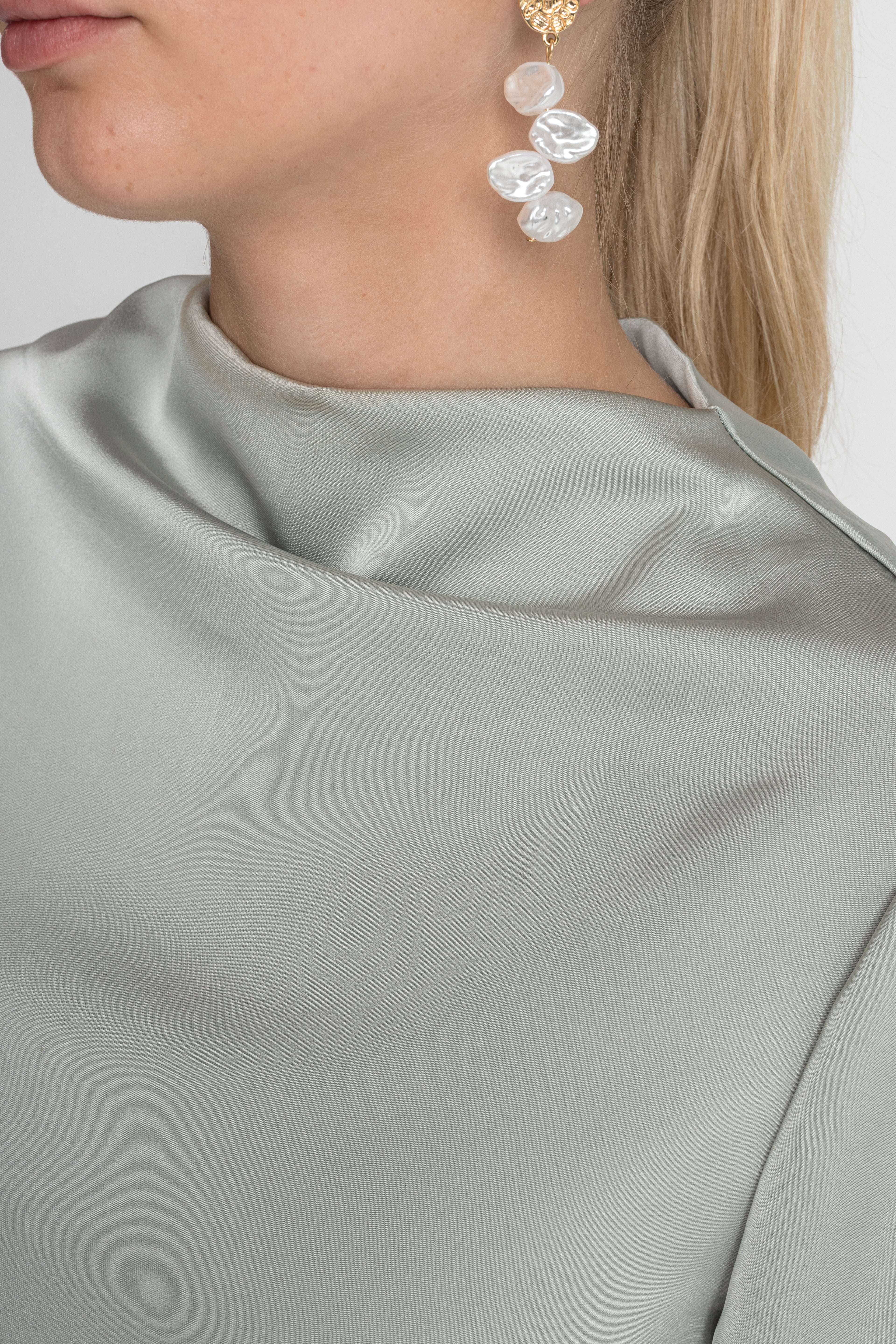 silk blouse lake green