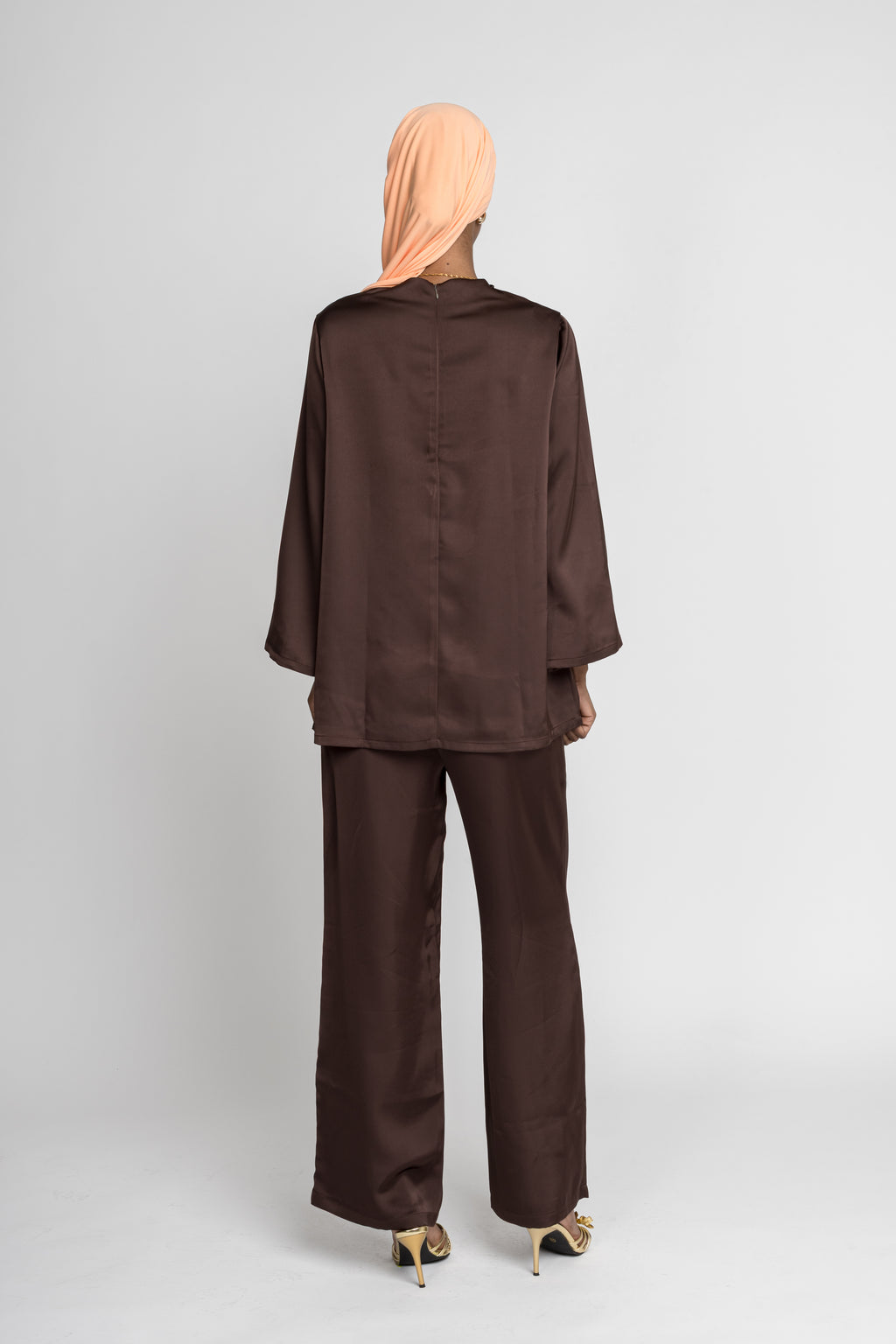 silk pants rich brown