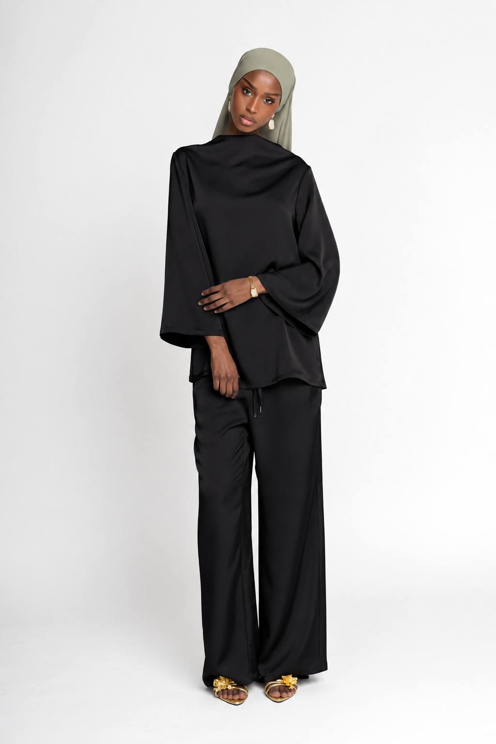 Satin pants Black