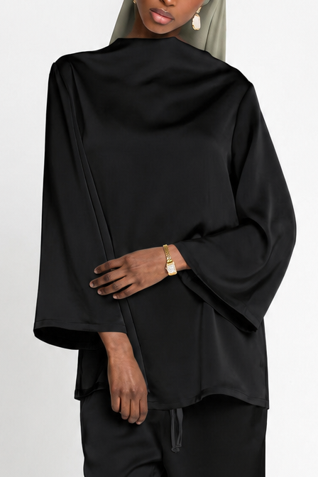 Satin blouse Black
