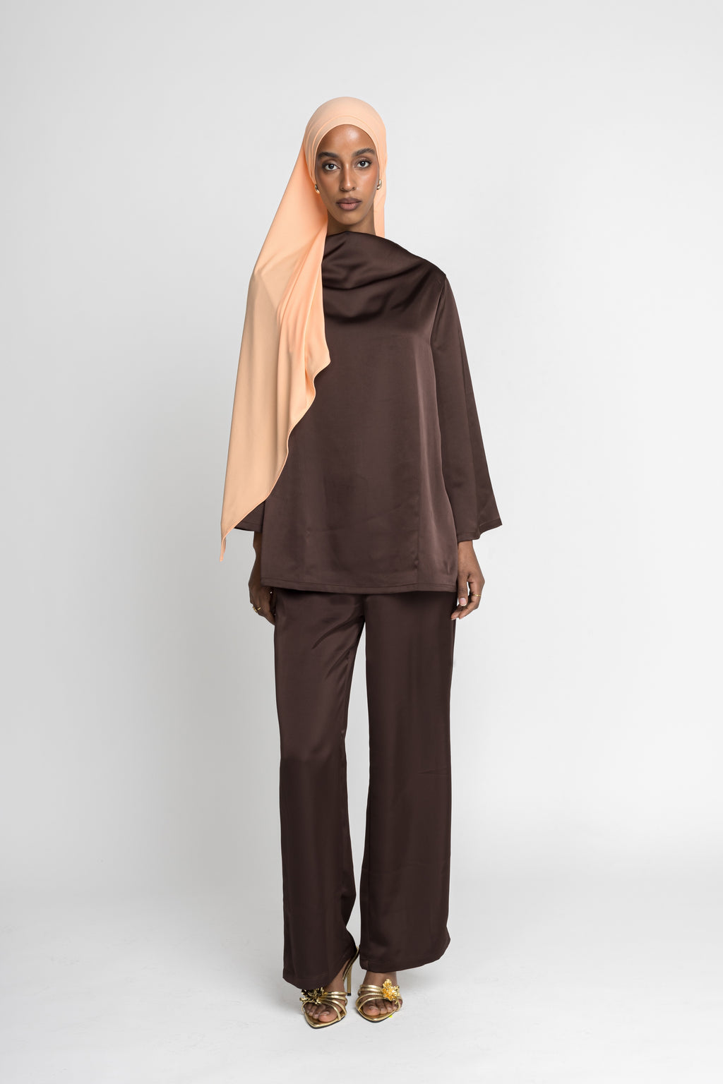silk pants rich brown